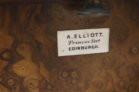 A Victorian burr walnut table top stereoscope viewer with slides/photos